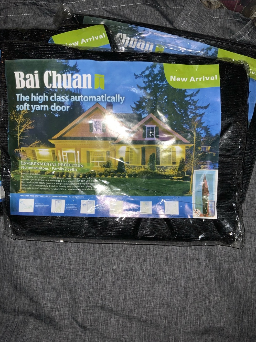 3 pack Black Soft Yarn Door Screen - No-Mosquito Protection 100x210